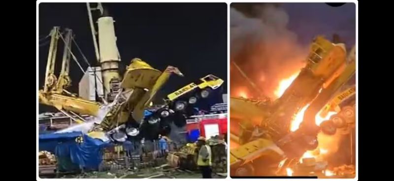 140-TONNE LIFT ENDS IN CRANE COLLAPSE AND FIRE AT MUMBAI PORT
